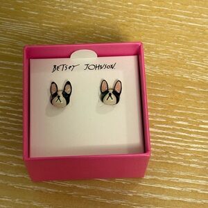 Betsey Johnson Black and White Dog Earrings